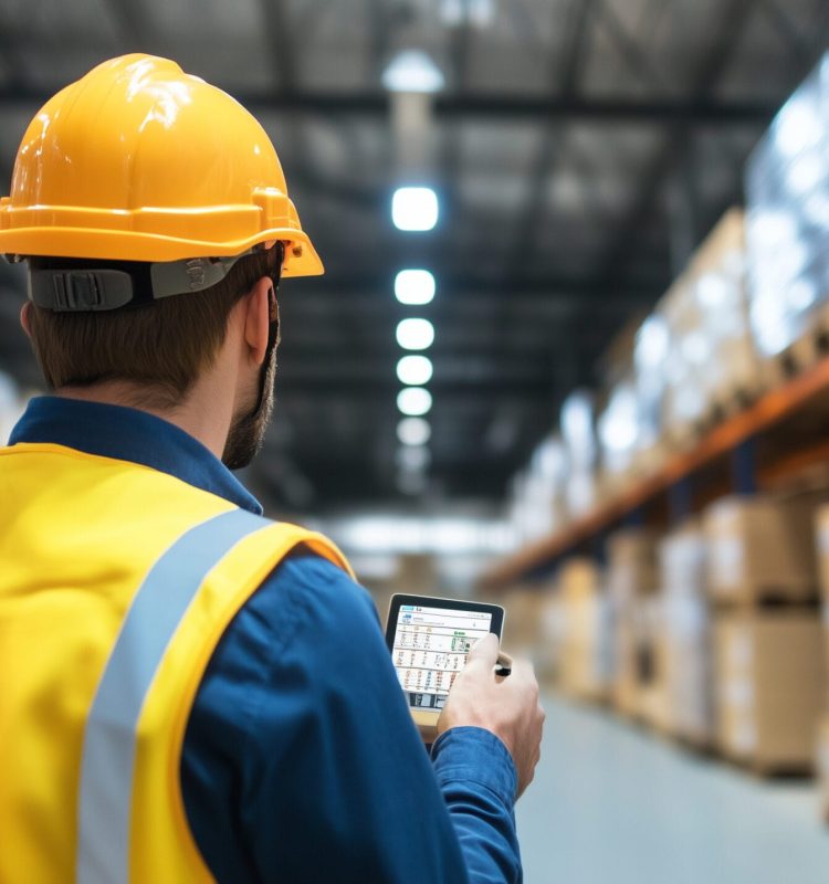Warehouse Worker Scanning Barcodes for Inventory Management